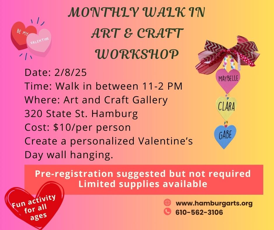 Read more about the article Monthly Walk in Art and Craft Workshop-Valentine’s Day Wall Hanging